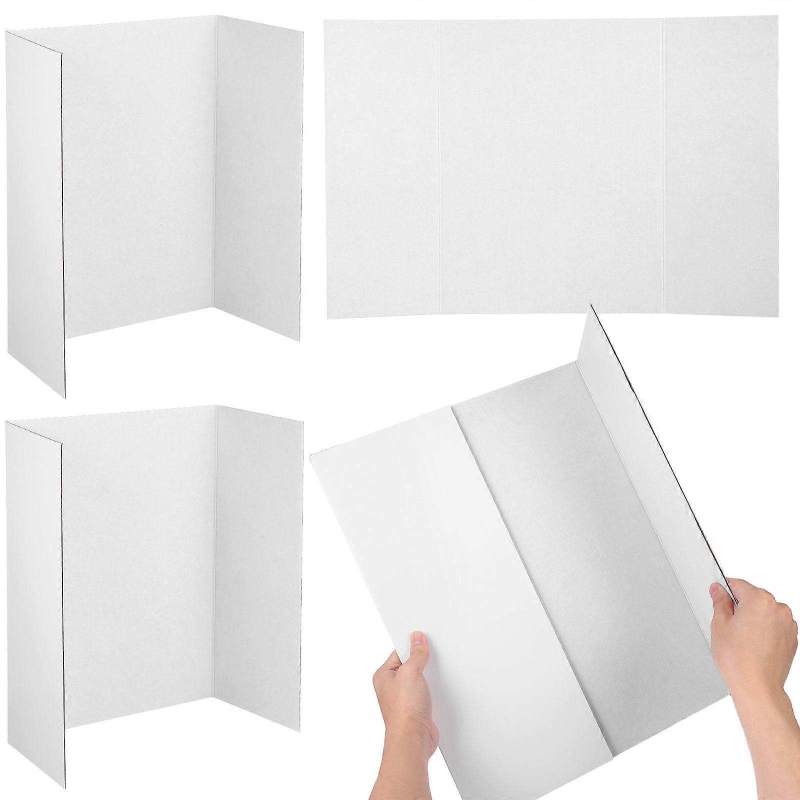 4pcs Trifold Corrugated Poster Board Set for School Projects and Business Presentations – Lightweight and Portable White Display Boards