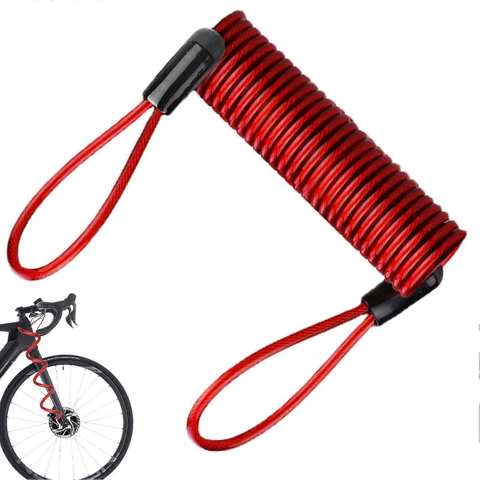 Motorcycle Lock Reminder Cable Red, Double Ring Security Cable, Flexible Lashing and Load Lacing for Camping and Survival