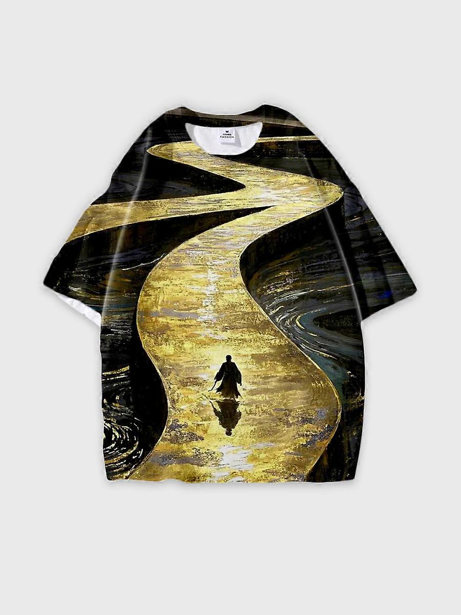 T-shirt round neck Pattern loose short sleeve B1157