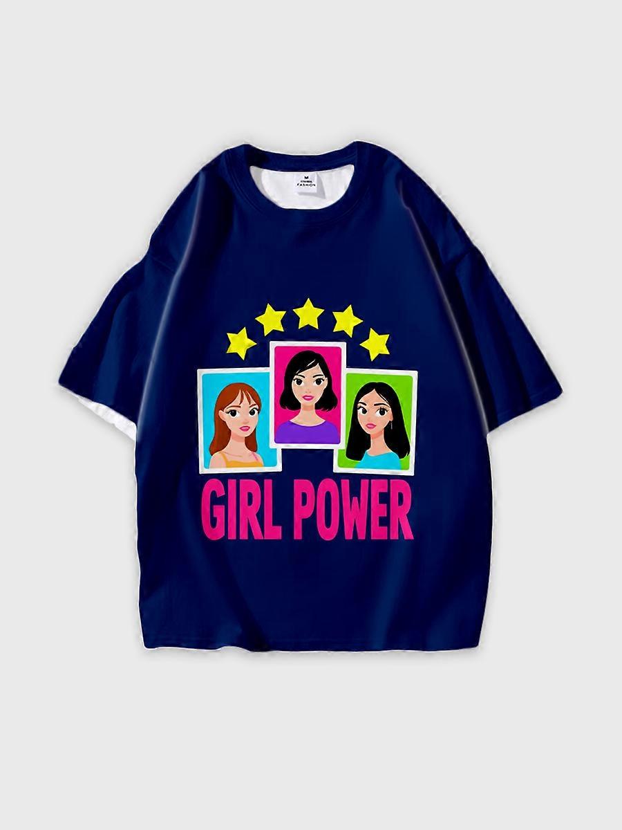 T-shirt round neck Pattern loose short sleeve N3182