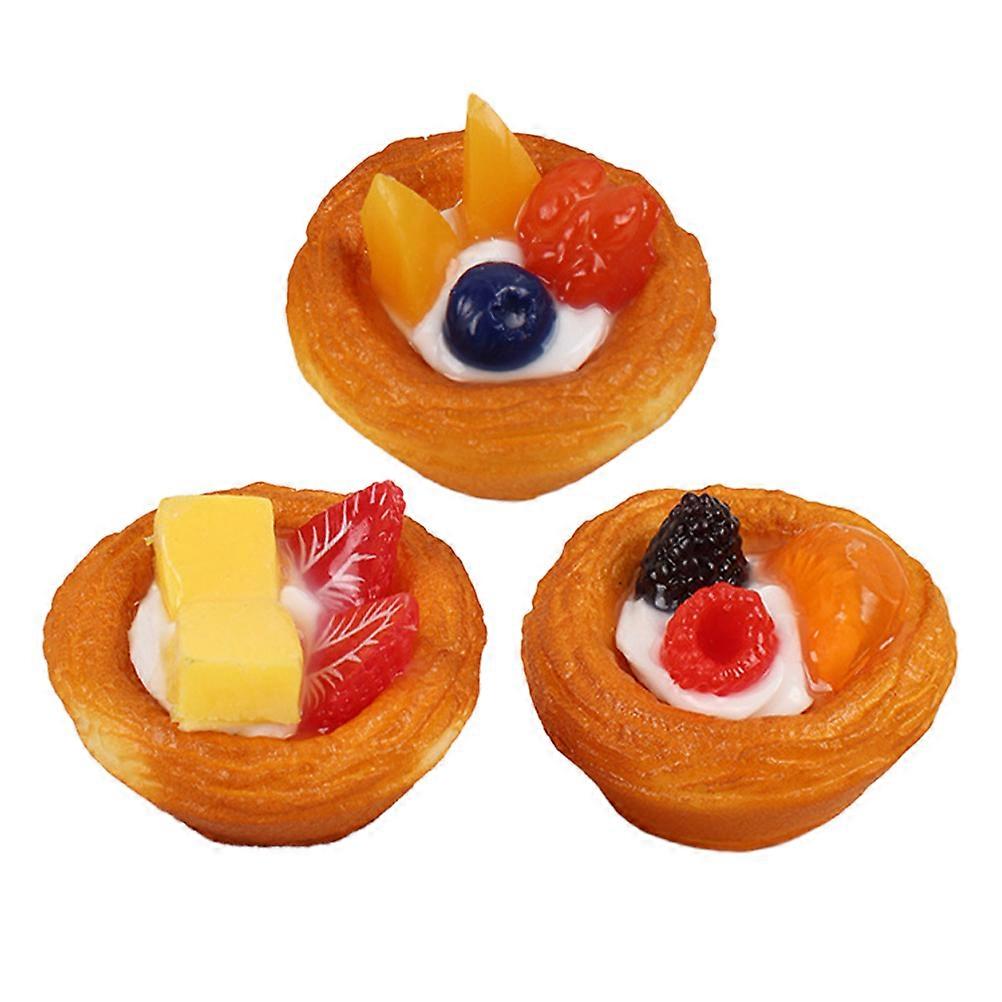 Lifelike Egg Tart Model for Decor Safe Reusable Brown PU Simulation Snack 3pcs