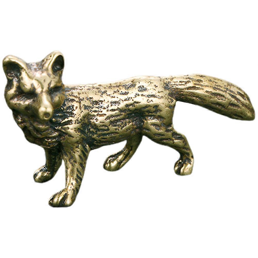 Brass Foxshape Figurine for Desktop Decor Golden Color Safe with Details 3.5 Inches