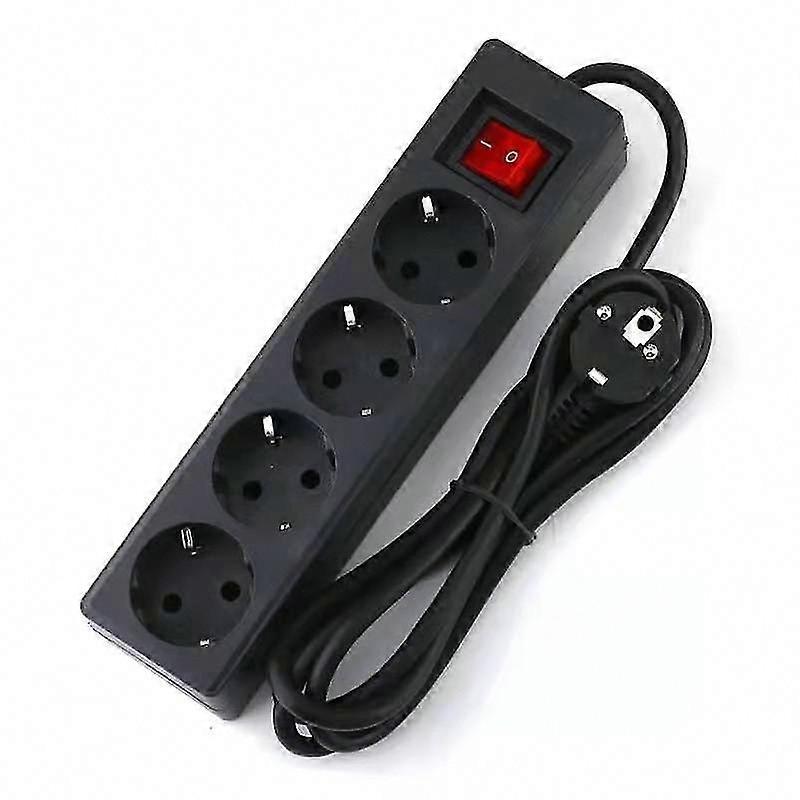 5-Outlet Power Strip with Remote Control, 5M Black Extension Cord