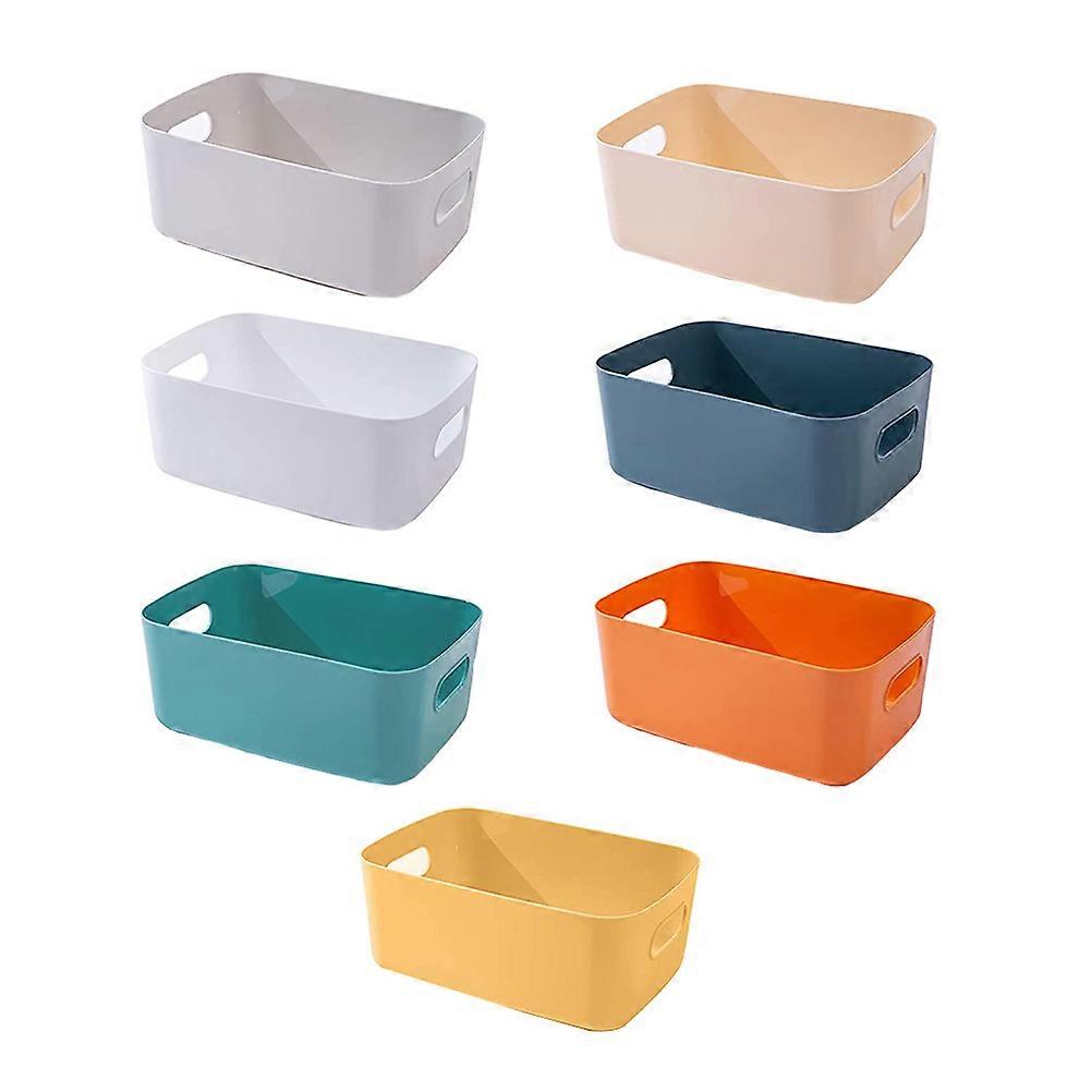 7pcs Household Pantry Organizer Storage Bins Plastic Storage Basket for Kitchen (Mixed Color)
