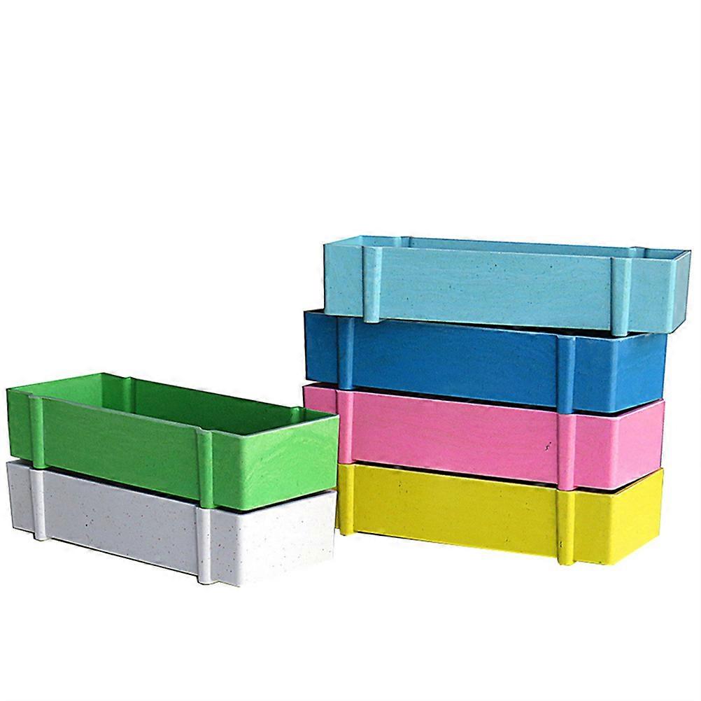 Nordic Style Rectangular Flower Pot for Home Office Decorate with Waterproof White Synthetic