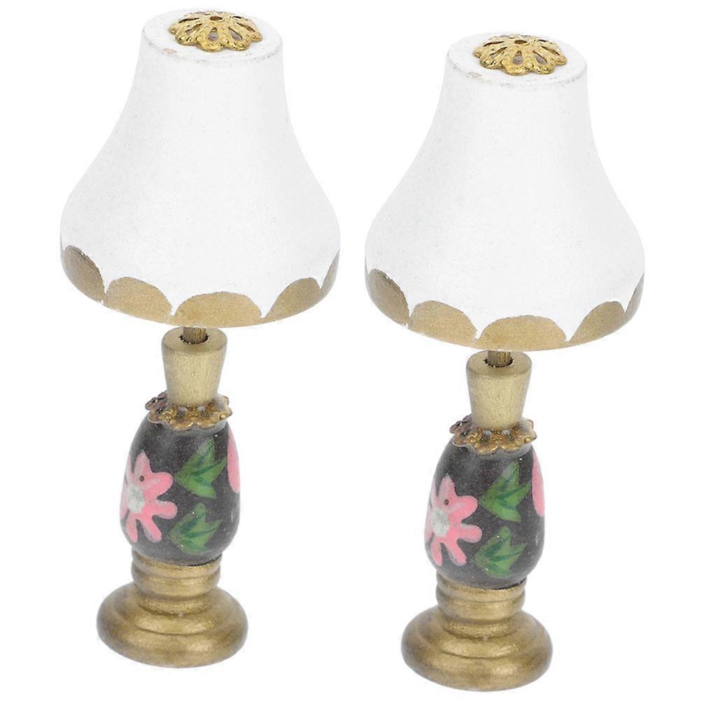 Creative Mini Lamp Resin Miniature Lamp Model for Decor 2Pcs Kit