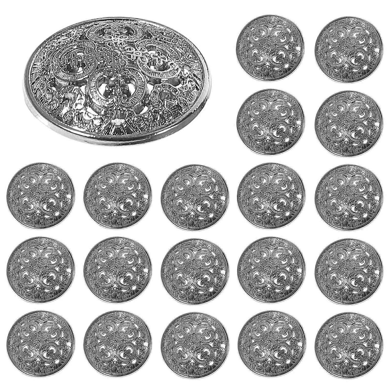 30Pcs Durable Stylish Metal Round Buttons For DIY Handcraft Decoration In Silver Color Suitable For Jackets And Accessories