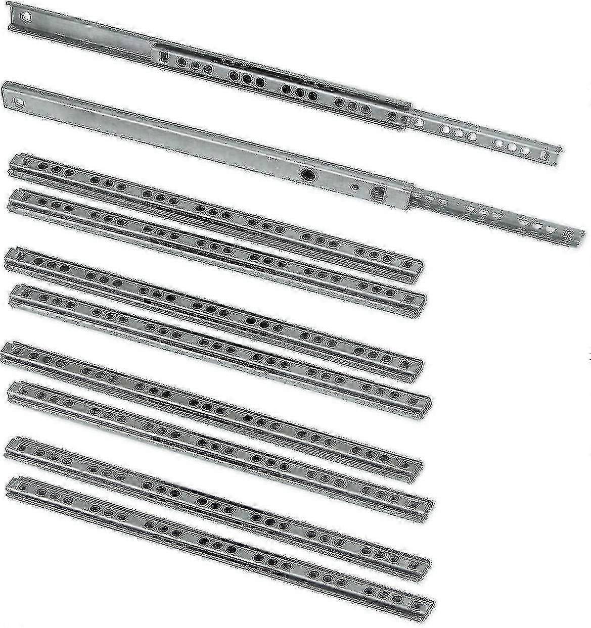 Pack Of 5 Pairs (10 Pieces) Slides/ball Slides Extract Part 17mm X 278mm For Drawer, Zinc Plated
