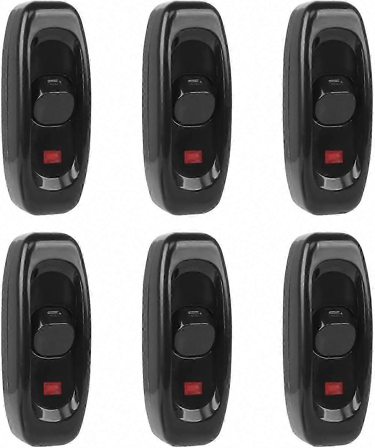6pcs Lamp Switch, Toggle Switch 250V 10A Line Cord Rocker Switch Intermediate Switch with Led Indicator (Black)
