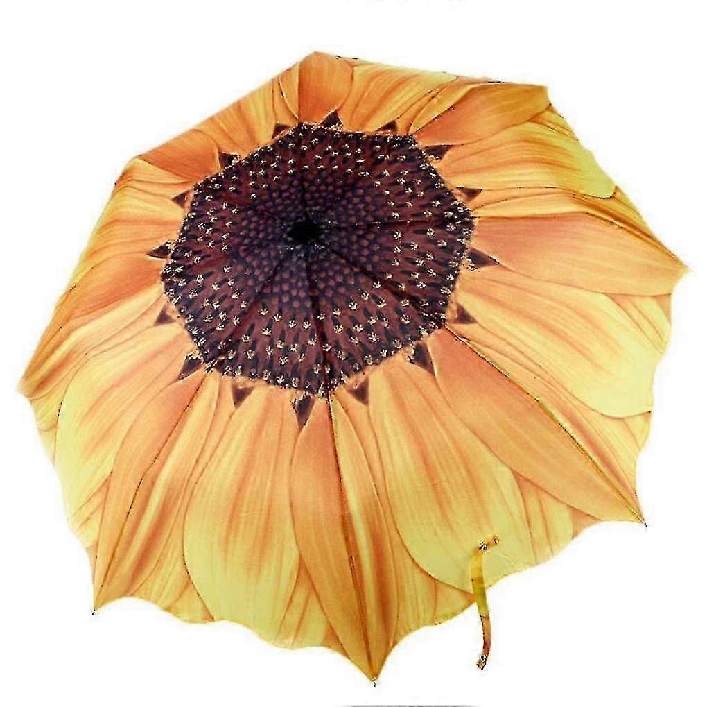 Yellow Sunflower UV Protection Umbrella with Windproof Design