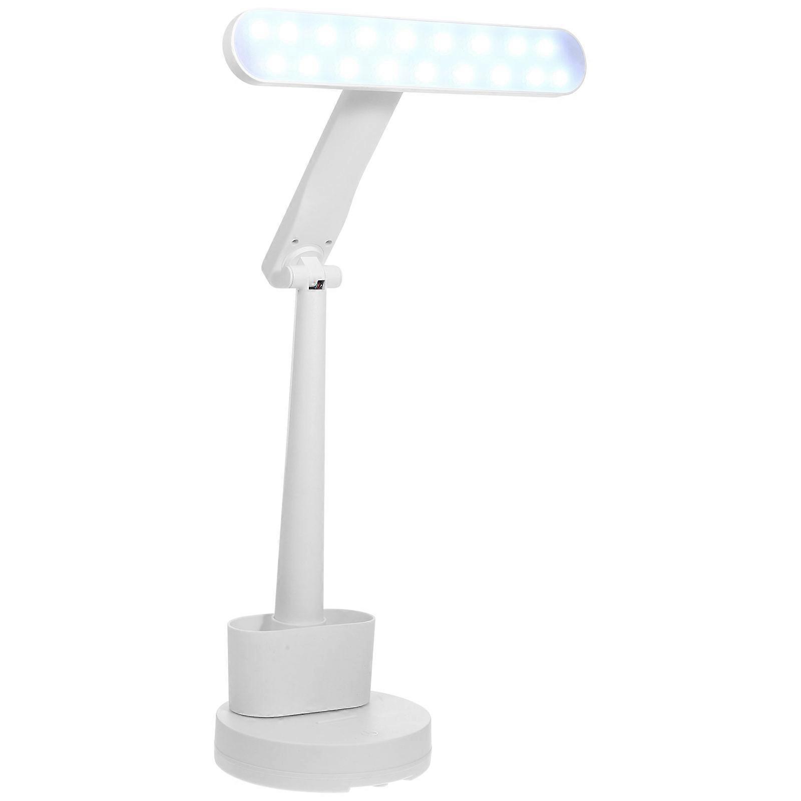 Dimmable LED Desk Lamp with Pen Holder Modern White Design for Indoor Use 1 Set Small Size