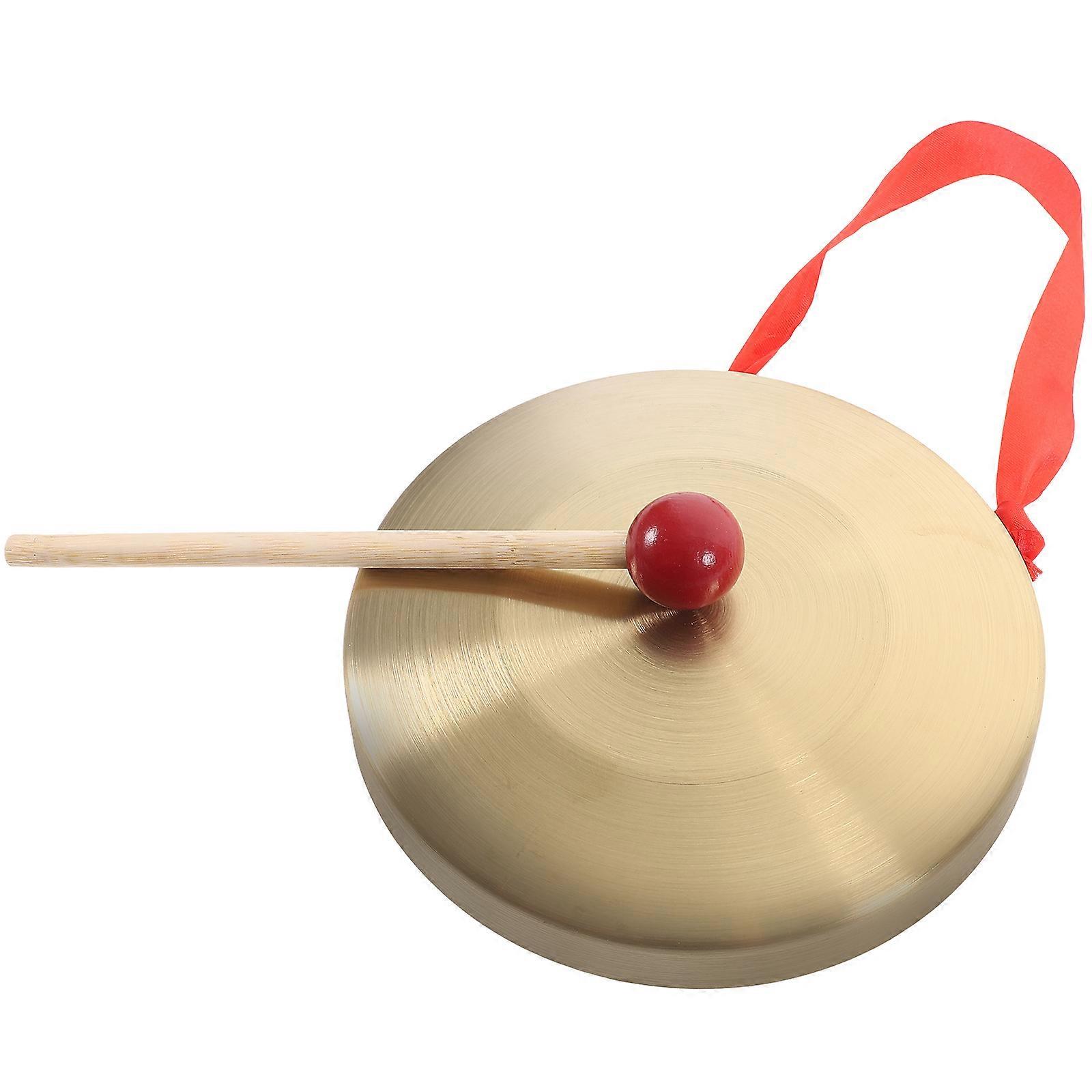 Golden Hand Gong with Hammer for Performance Brass and Plastic Sturdy and Durable Clear Sound Quality