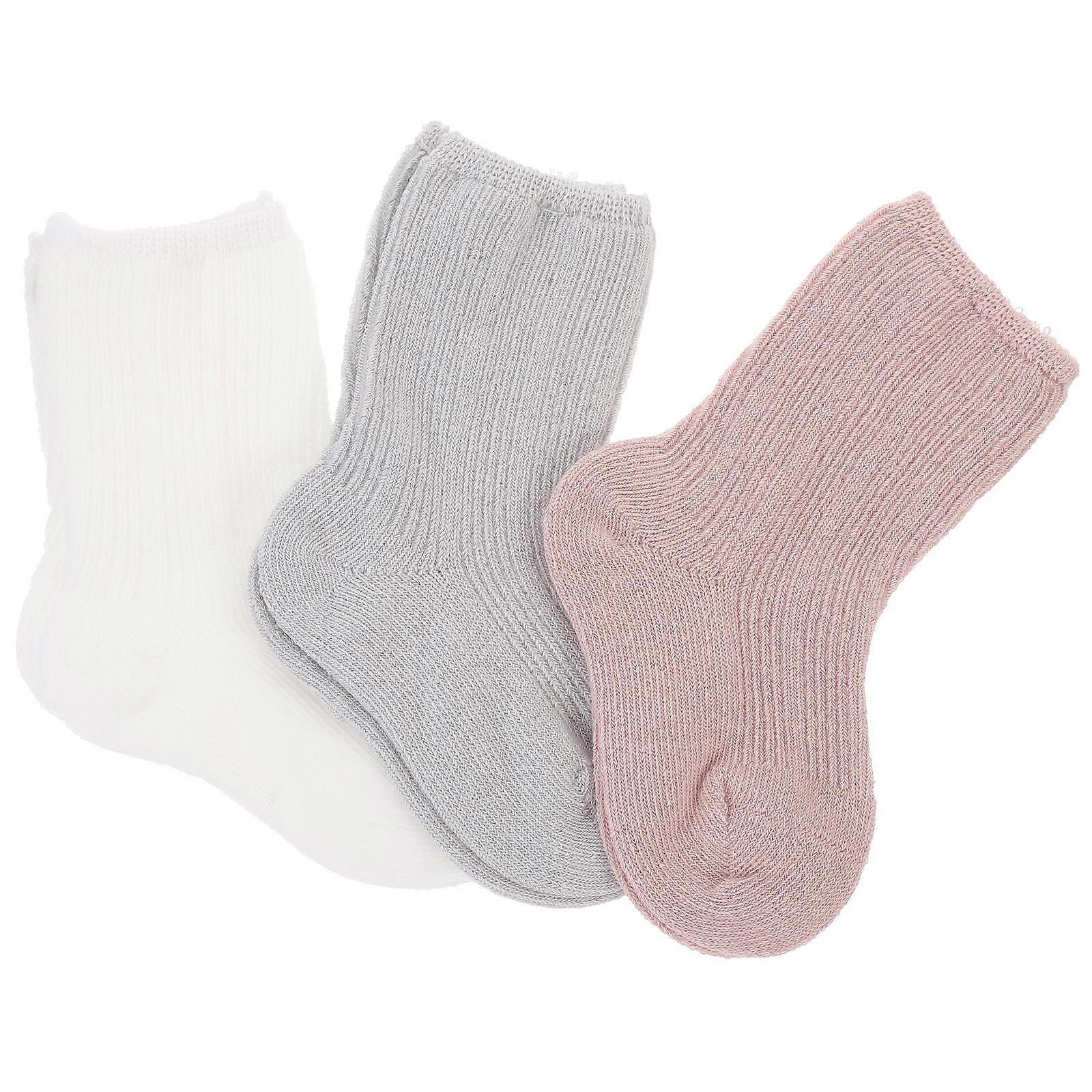 Baby Warm Socks 3 Pairs Size S Mid-Tube Design For Toddlers Ensuring Skin Protection And Comfort