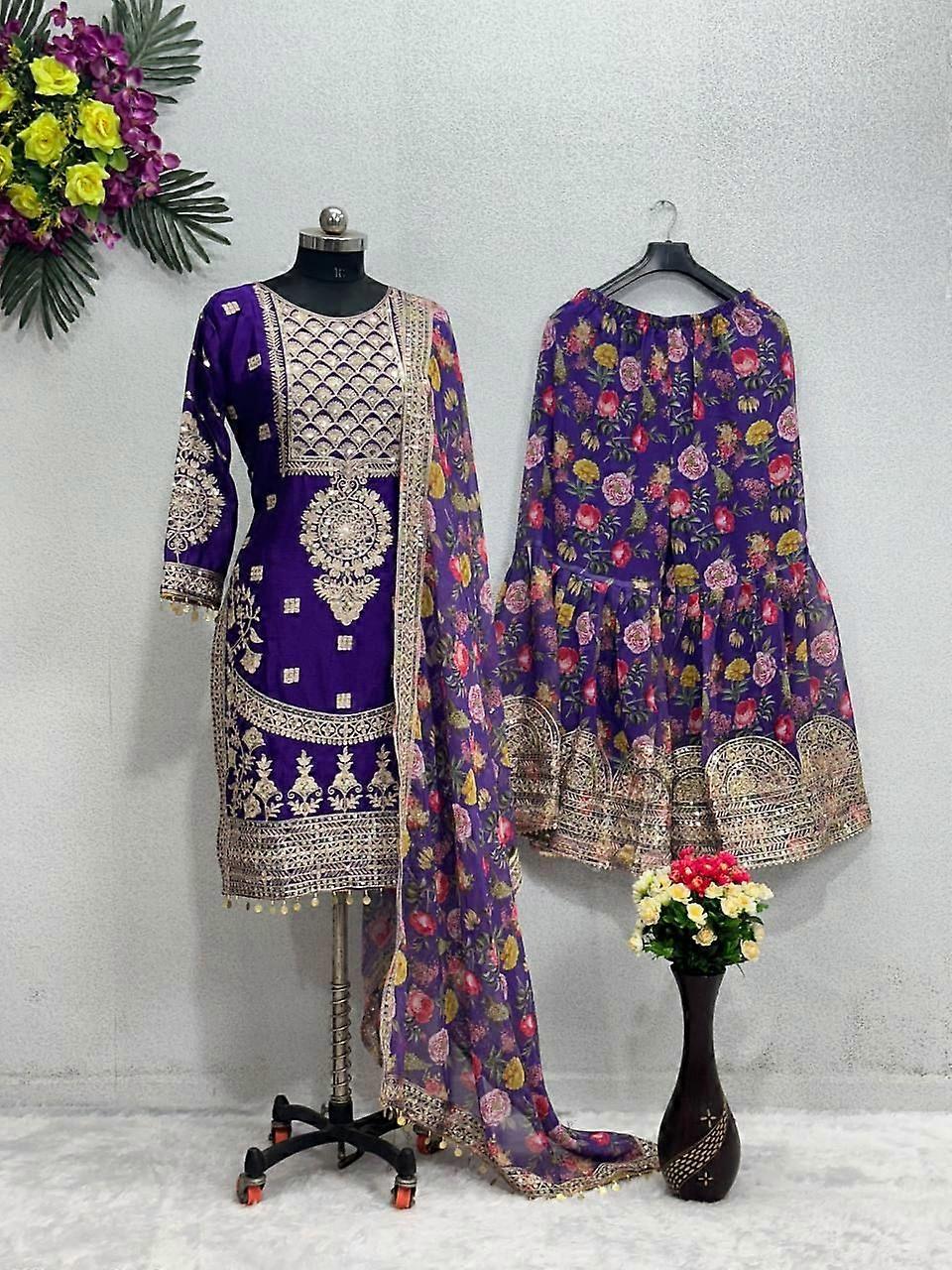 Fab Zone Womens Designer Party Wear Top Bottom And Dupatta With Fancy Lace