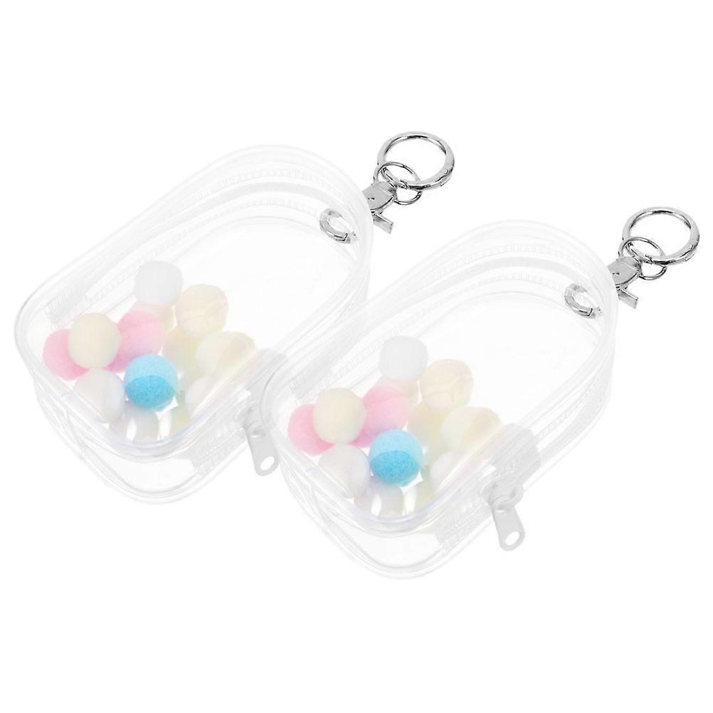 Keychain Pouch Mini For Dolls Displaying Figures And Protecting Toys With High Transparency Housing 2Pcs