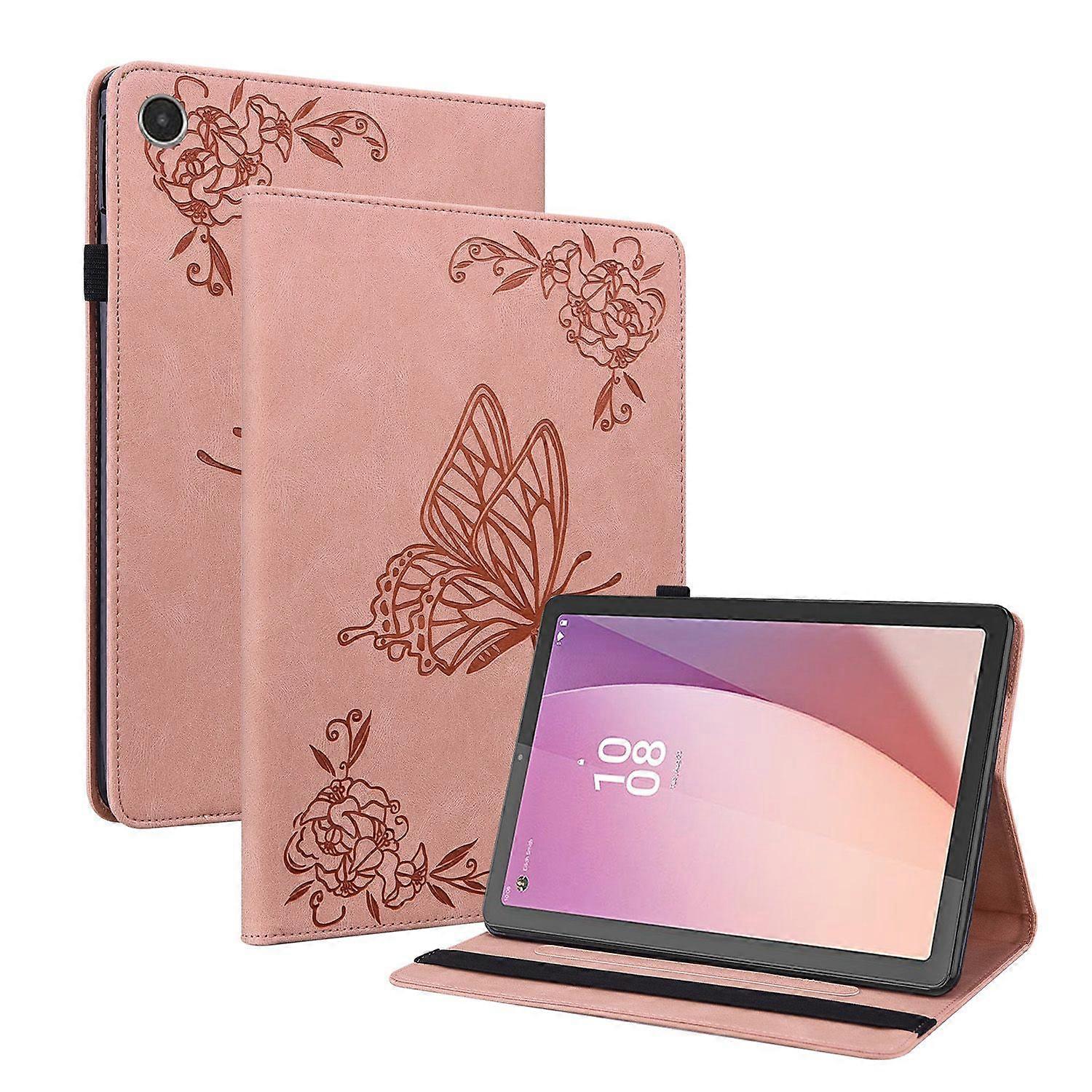 Tablet Case for Lenovo Tab M8 (4th Gen) Butterfly Pattern Flexible Durable Soft TPU Flip Cover with Adjustable Stand Slots
