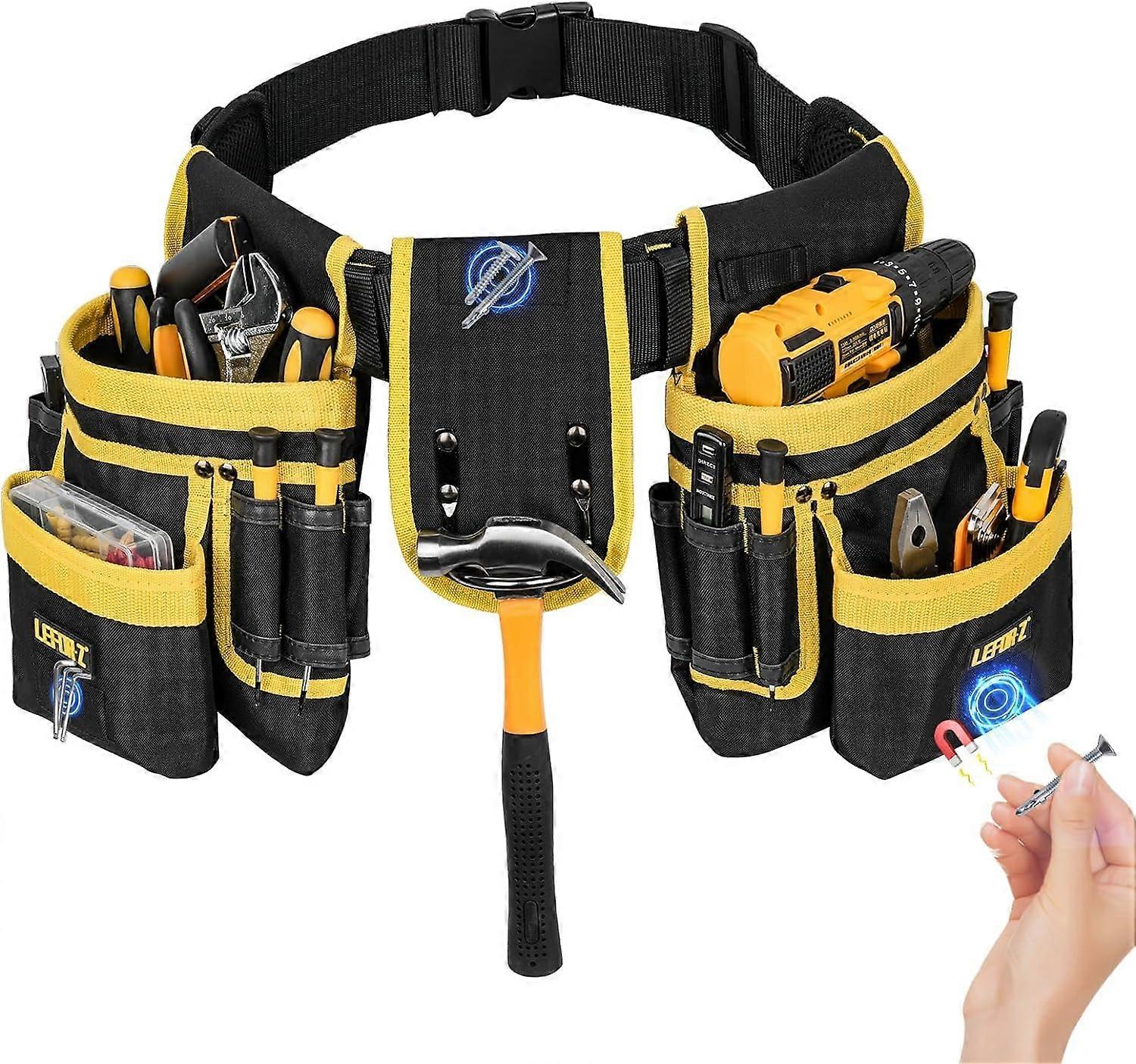 Men's Tool Belt, 27 Pockets, Heavy Duty Padded Work Belt for Electricians