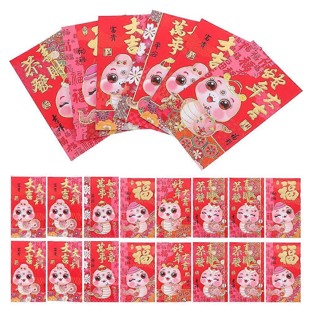 36PCS Red Envelopes Year of the Snake Chinese New Year Red Envelopes Traditional Printing Red Packet for Lunar New Year Gifts and Decorations