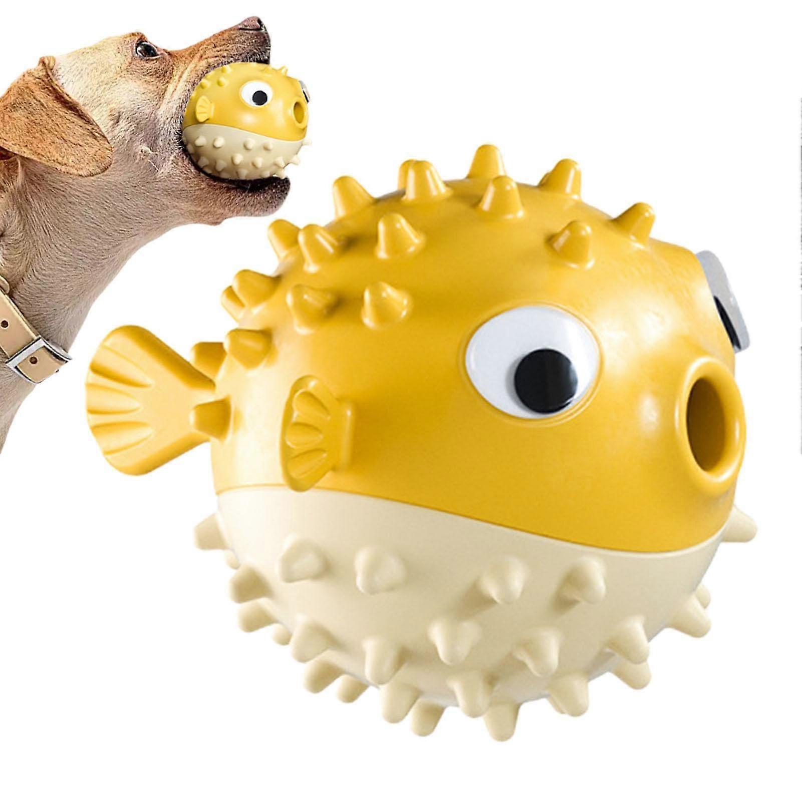 Puffer Fish Teething Toy for Puppies Durable Chew Toy Safe Natural Rubber, BPA