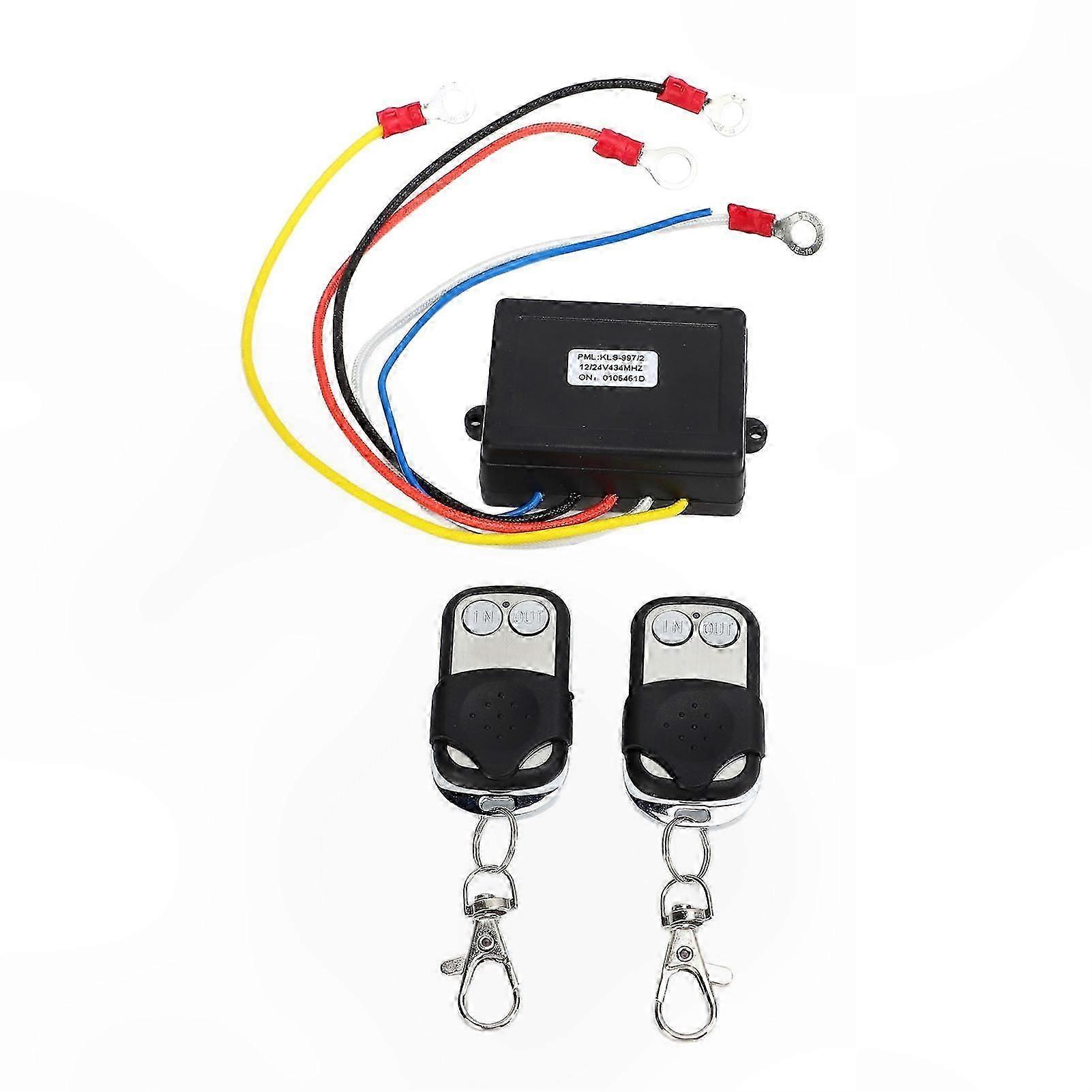 Universal Wireless Winch Remote Control Kit for 12V 24V Trucks ATVs SUVs Receiver Switch Controller