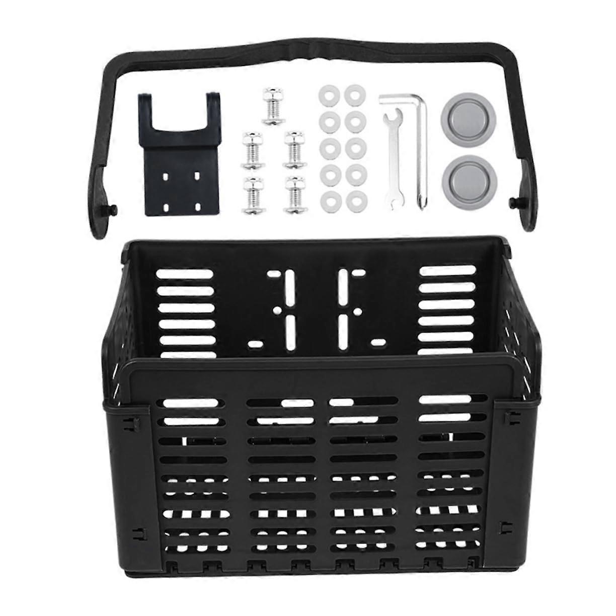 Foldable Bike Basket Front Mount Plastic Bicycle Carrier with Smooth Edges Easy Installation for Outdoor Storage and Lightweight Riding Convenience