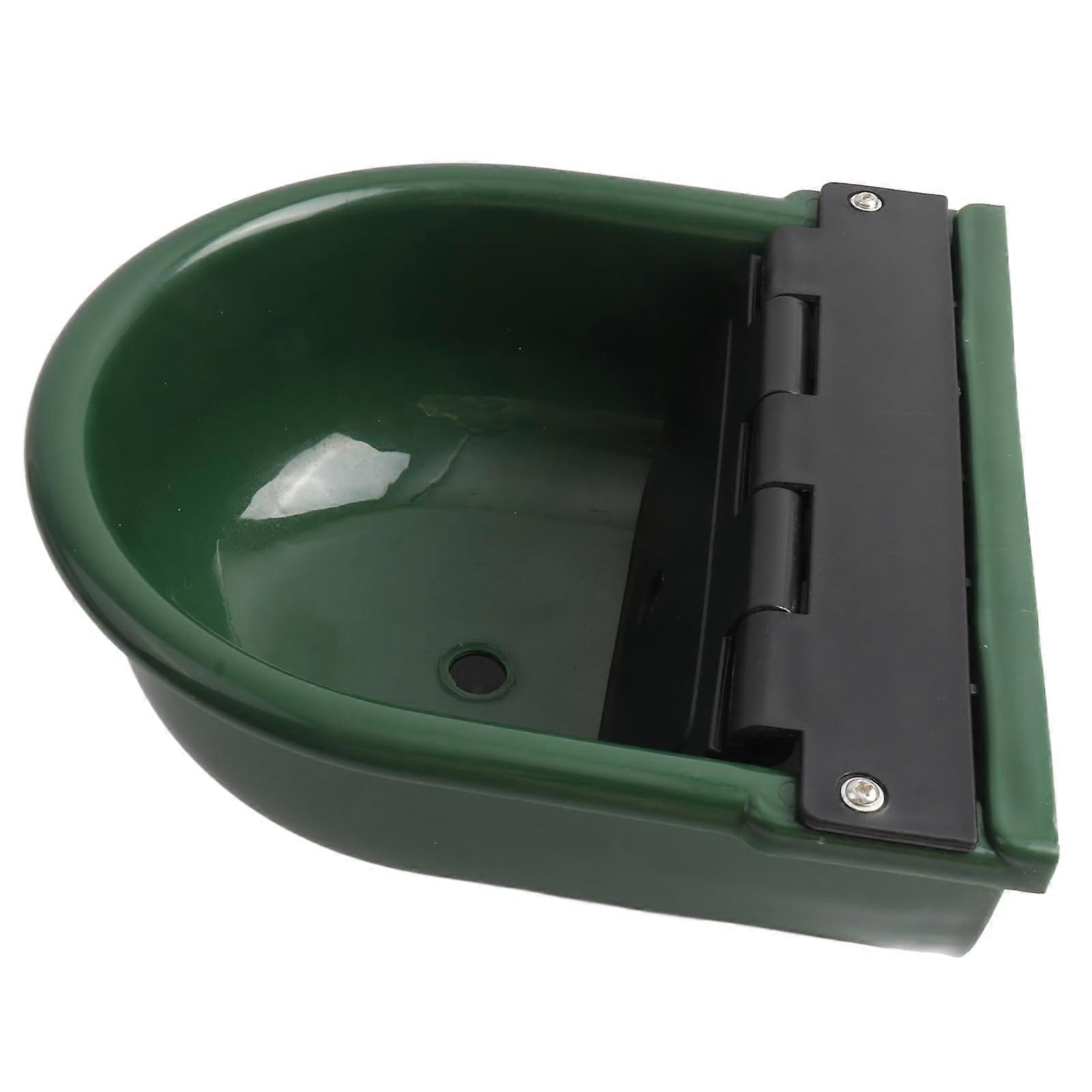 Green Water Trough with Automatic Float Valve, 4L Capacity Livestock Drinker for Horses Cattle Sheep, 26.5 x 28 cm