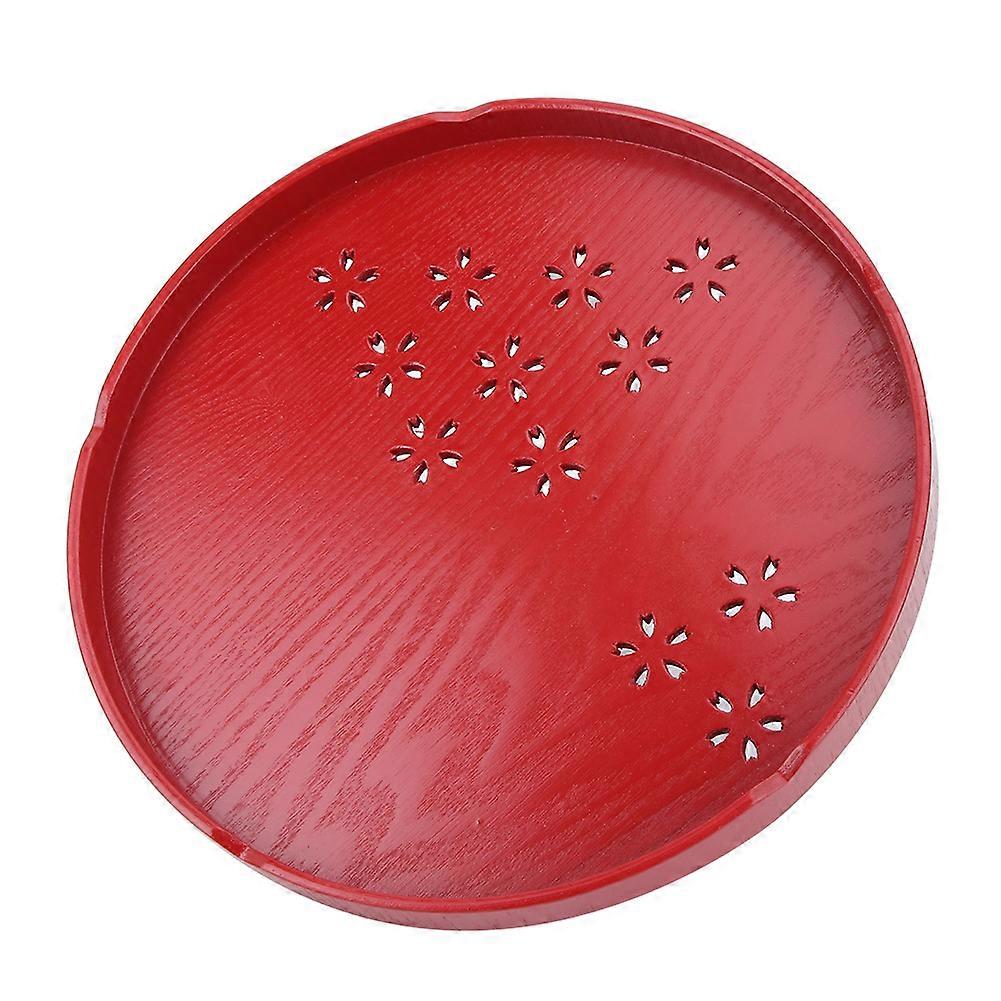 Japanese Round Fruit Serving Tray, Food Container, for Snacks and Fruits (Red, 30cm)