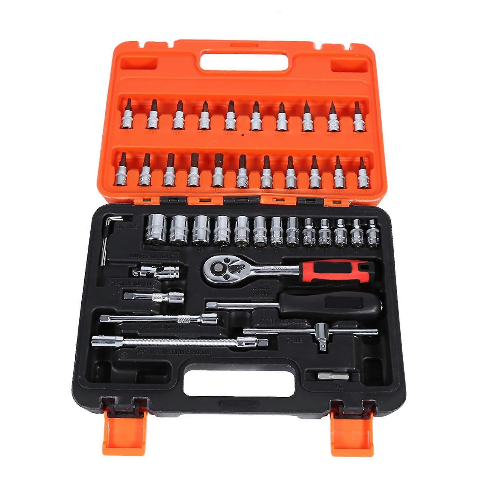 Kamasa Socket Sets Hot 46X Socket Spanner Wrench Ratchet Set 1/4 Drive Extension Truck Socket Wrench Set Ref: 8498