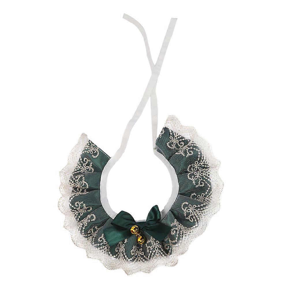Cat Collars for Girl Cats Decorative Neck Bands with Adjustable Cotton Polyester Green 1Set