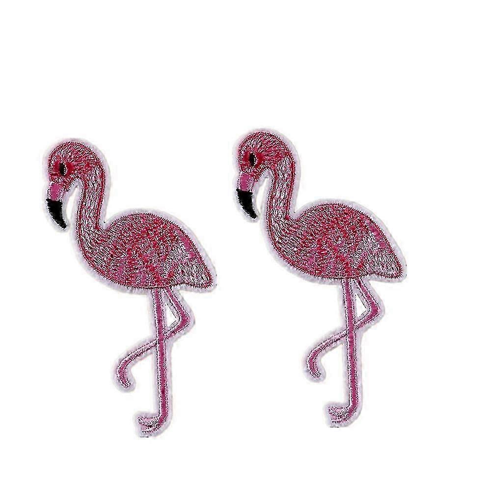 2 stuks flamingo ijzer patches geborduurde patches rugzak patches stof stickers kleding