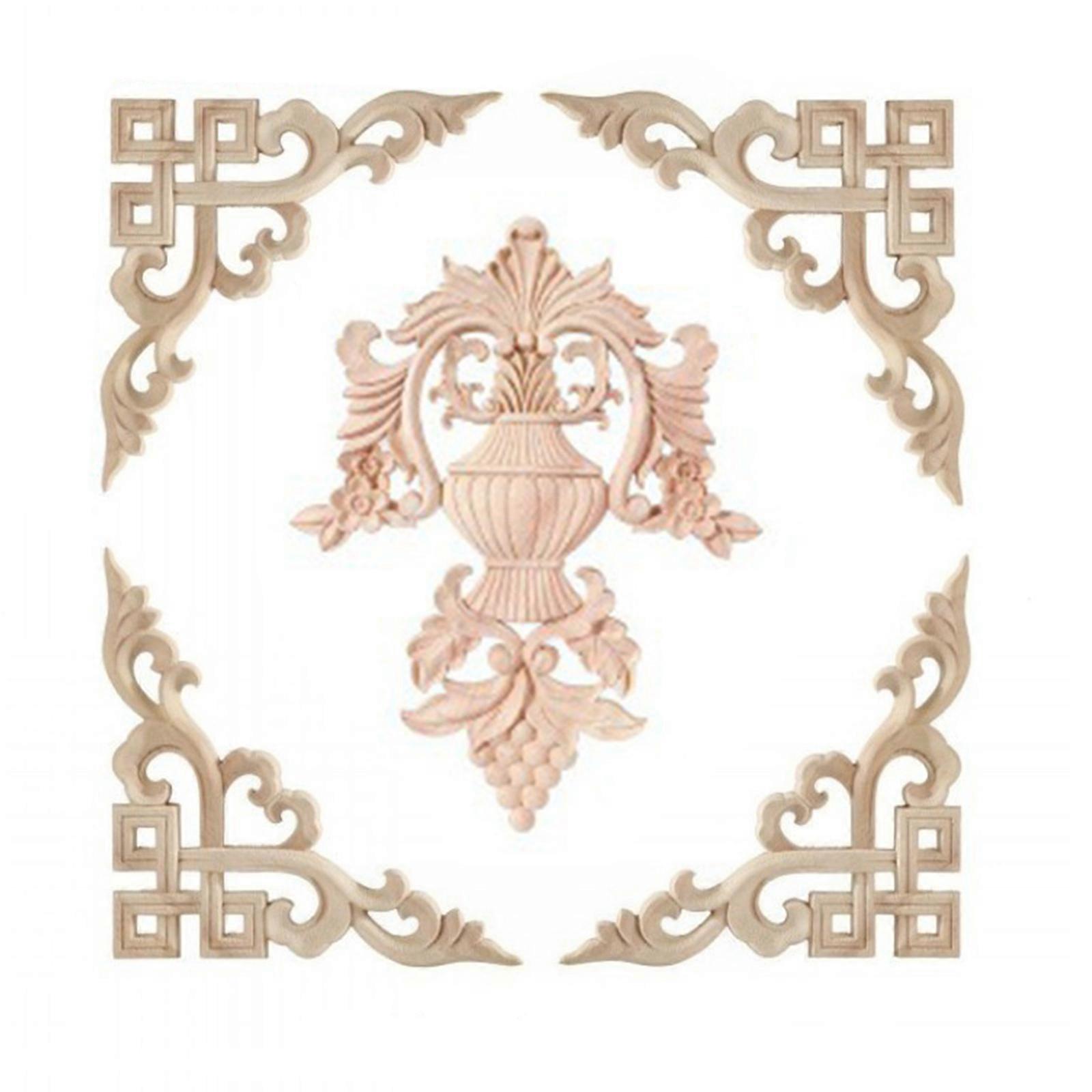 Easy Install Solid Wood Floral Applique Round Door Decors Versatile Classical European Style for Living Room Bedroom Multicolor