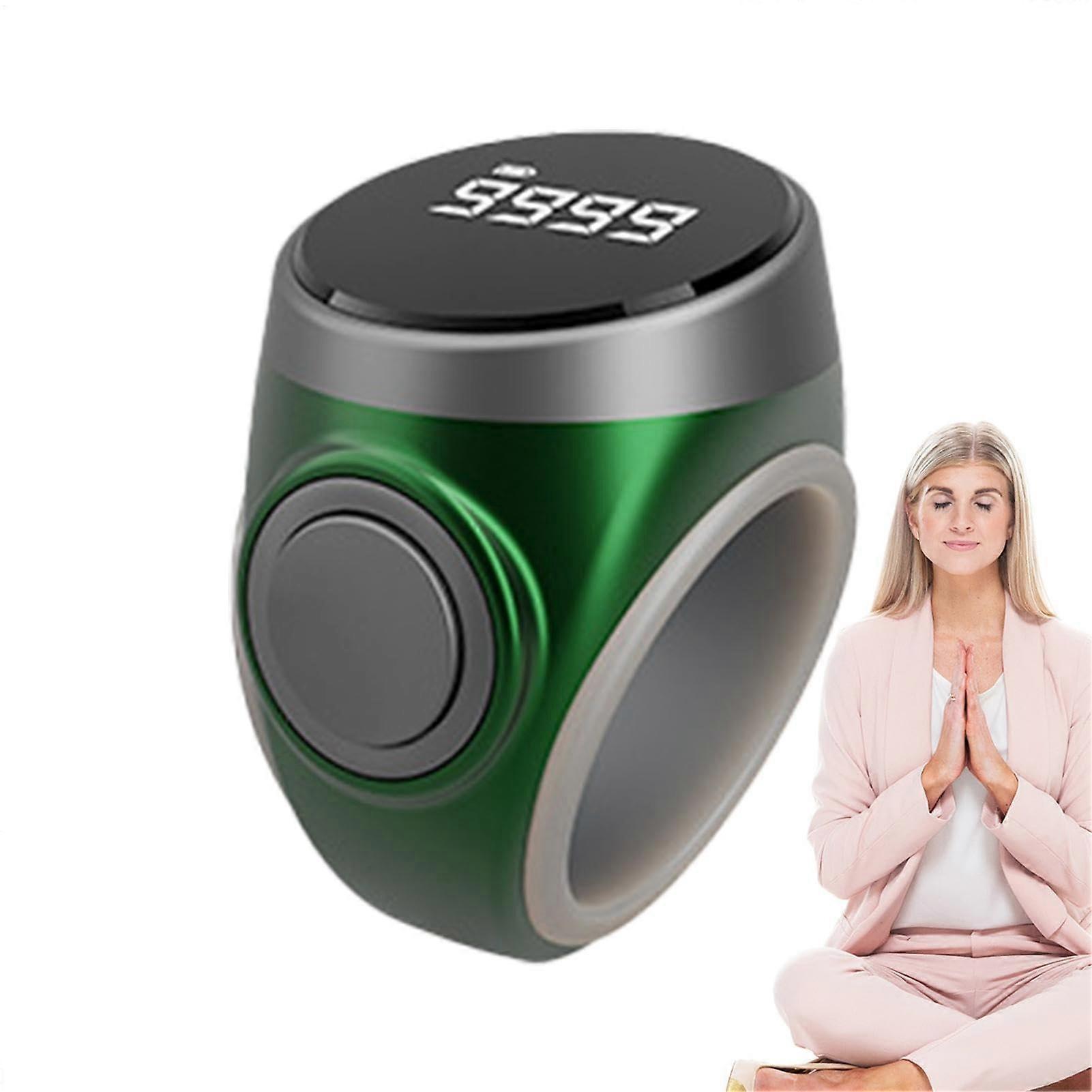 Electronic Finger Counter Ring With Digital Display For Tasbeeh Prayer Counting Meditation Aid Adjustable Fit Green