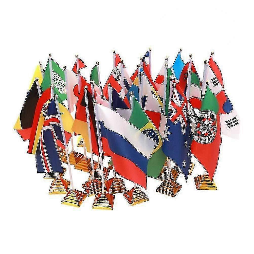10st internationella bordsflaggor polyester landsflaggor med stativ