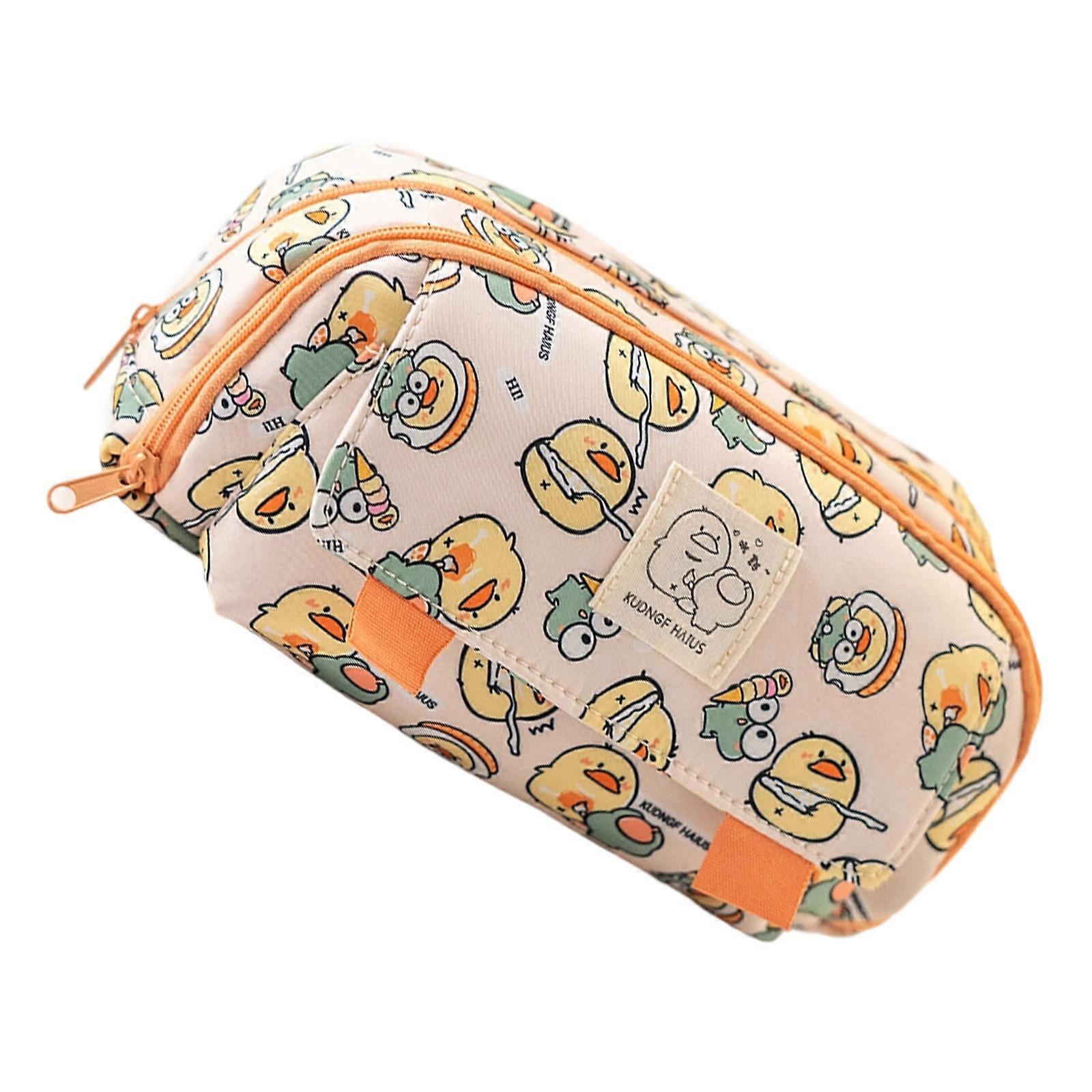 Lovely Capybara Pen Bag Large Capacity Pencil Case Pencil Box For Erasers Rulers Markers Storage  Yellow duck