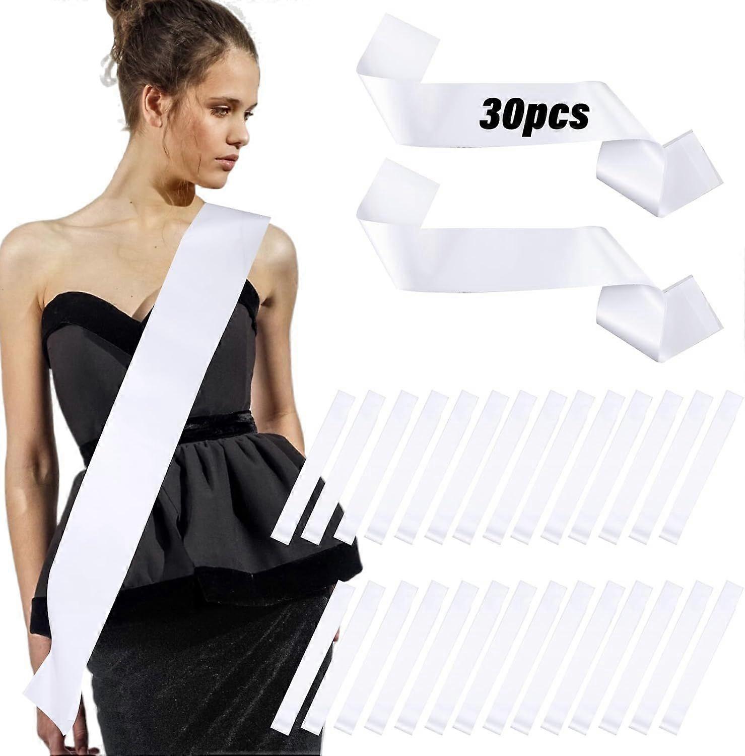 30 PCS White Sashes Blank Satin Sashes for Pageants Sublimation Blanks Sash to