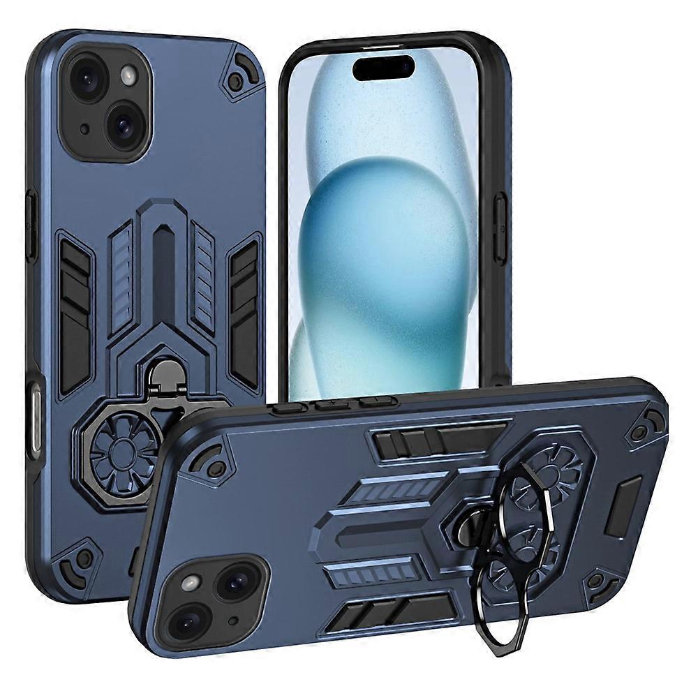 Compatible For iPhone 15 Plus Case Ring Holder Kickstand PC + TPU Shockproof Phone Cover