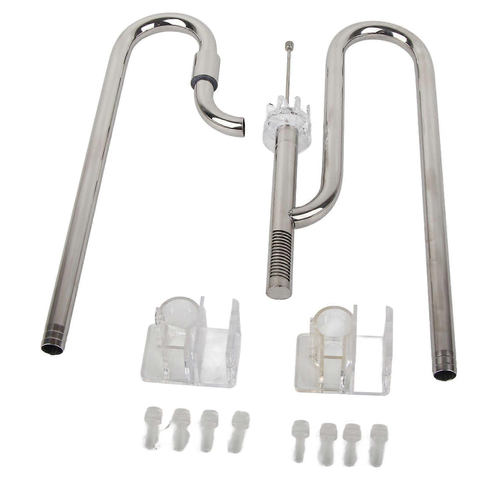 Stainless Steel Inflow and Outflow Pipe Set Water Regulating Metal Lily Pipe Surface Skimmer with 2 Acrylic Holders 16mm/0.63in