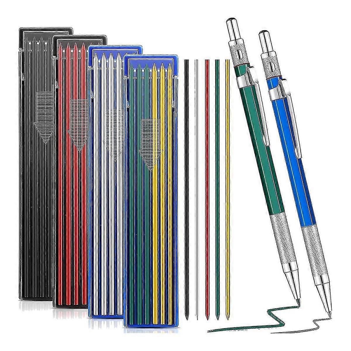 2 Pcs Welders Pencil with 48 Pcs Round Refills Mechanical Pencils M...
