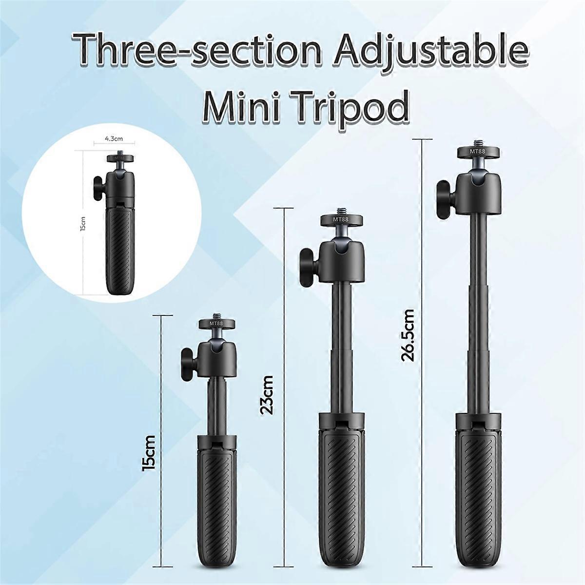 MT88 Tripod Selfie Stick Desktop Tripod Hand-Held Tripod Stand for Smartphone Camera for Backpack Clip