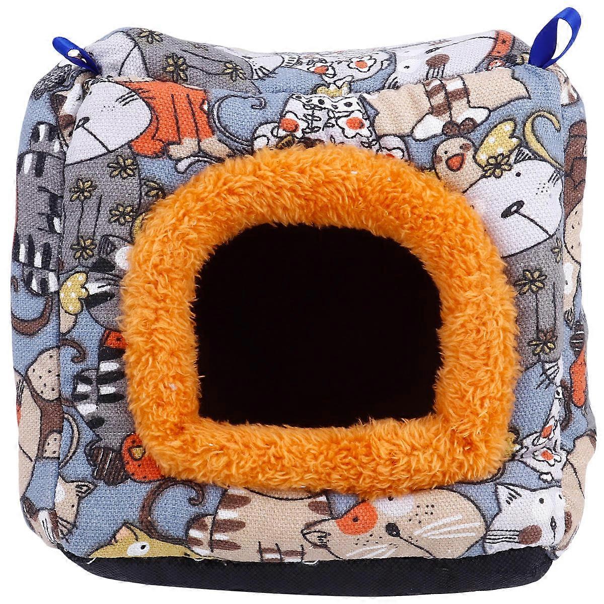 Warm Small Pet Animals Bed Creative Hamster Nest Ideal For Travel Outside Square Shape 1Pcs