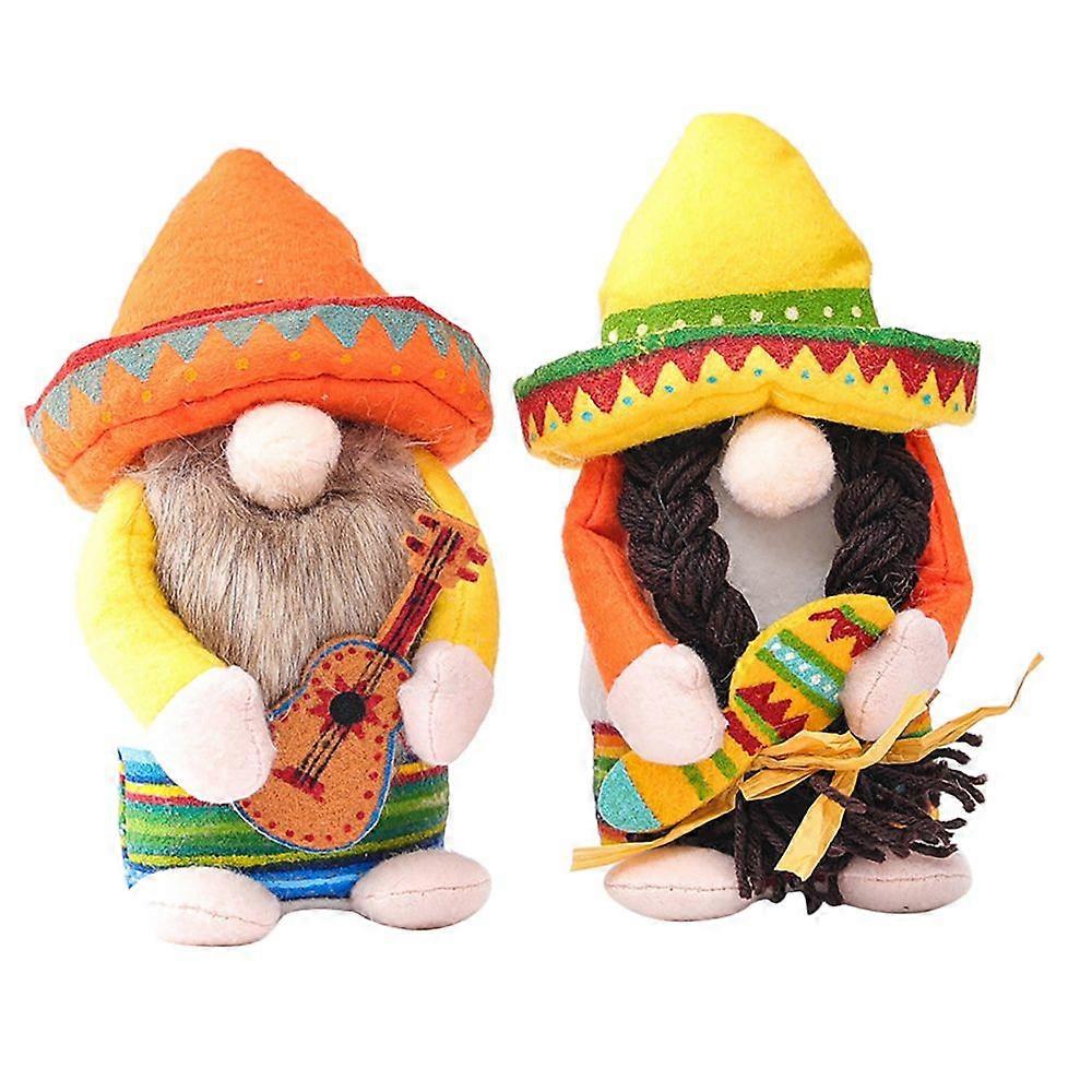 2Pcs Fiesta Gnome Couple Tomte for Mexican Tuesday Elf Dwarf Kitchen Tiered Tray Decorations