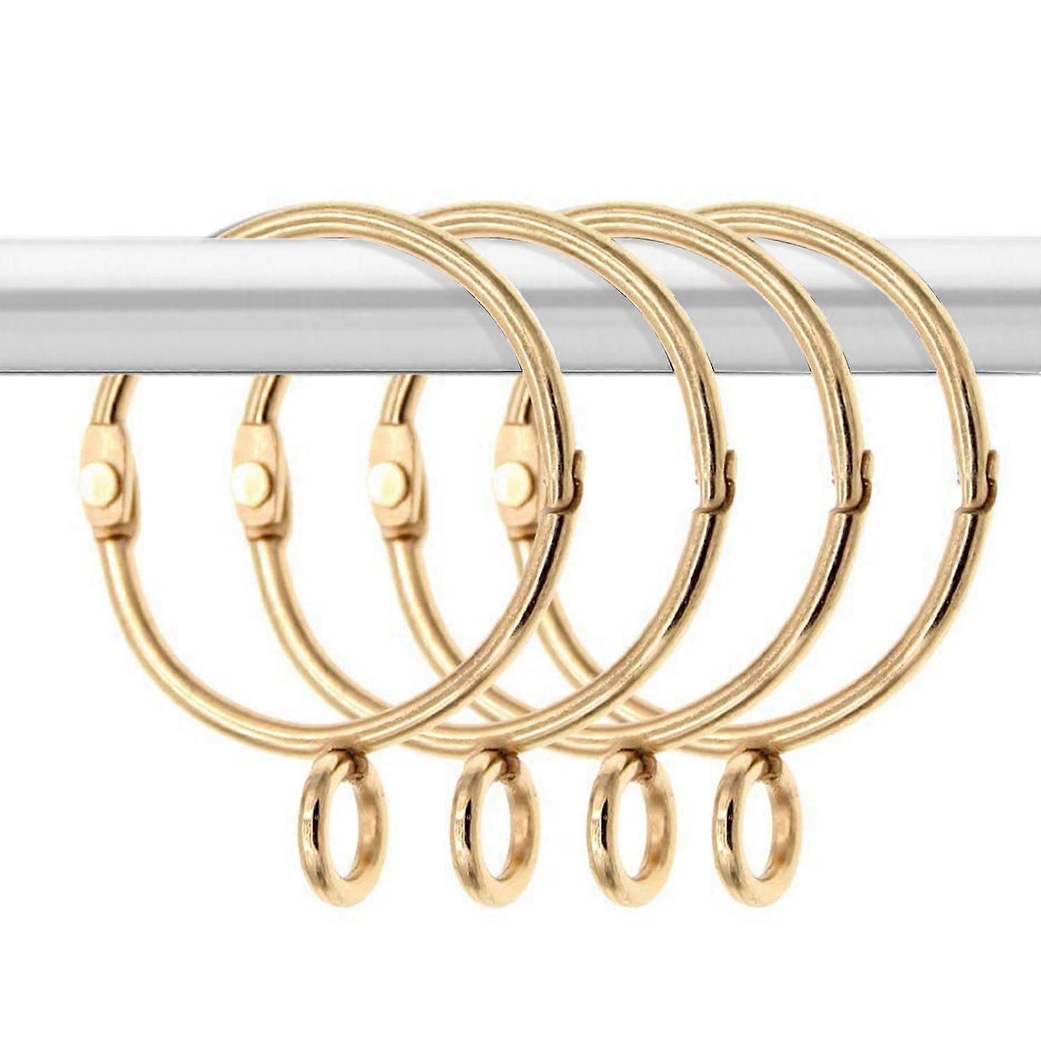 20 Pcs Openable Gold Curtain Rings Open and Metal Rustproof Drapery with for Pins (1.5 Inch)