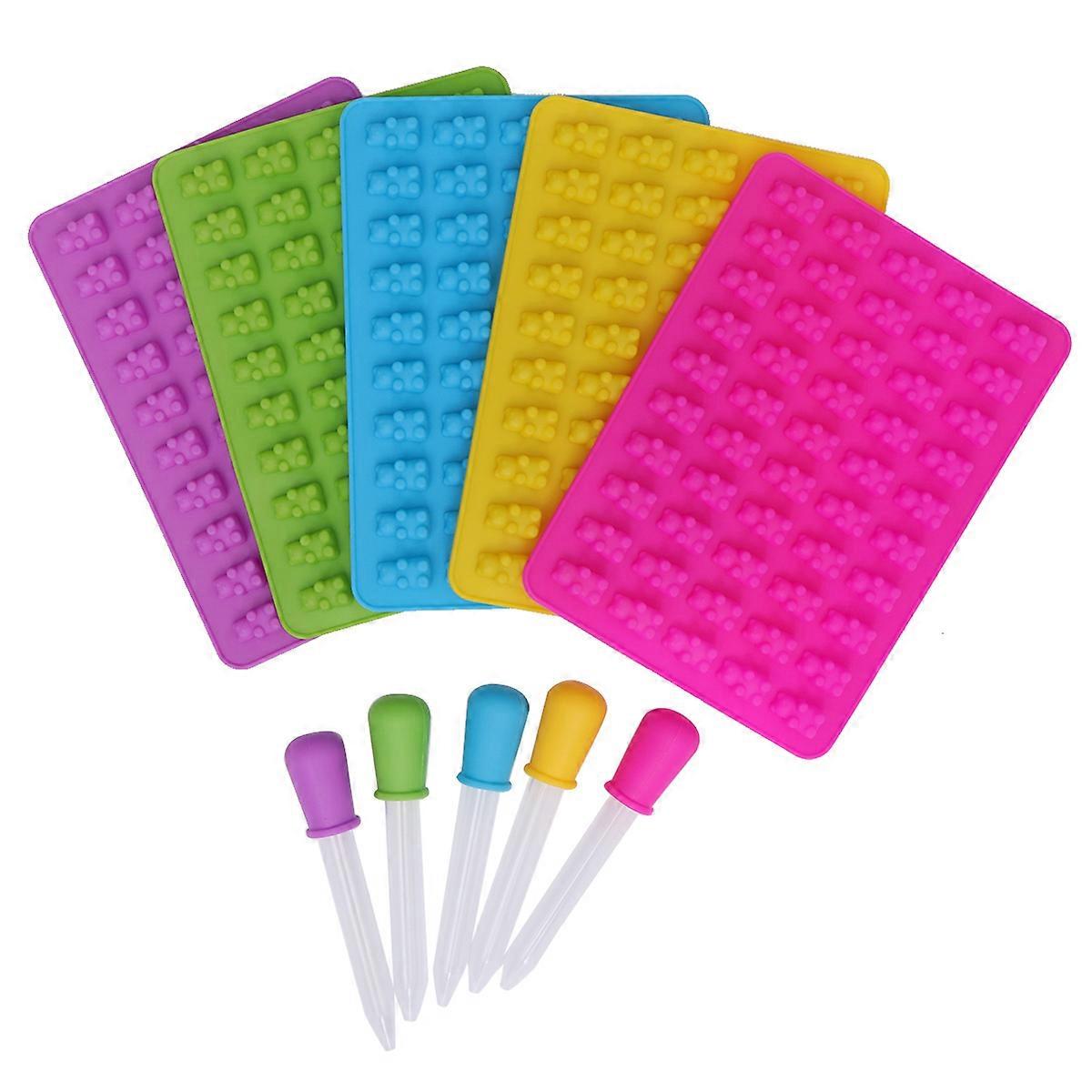 5 Sets Bear Shape Silicone Candy Molds with Dropper for Chocolate – Easy to Use and Clean, Fun Treats for Holidays