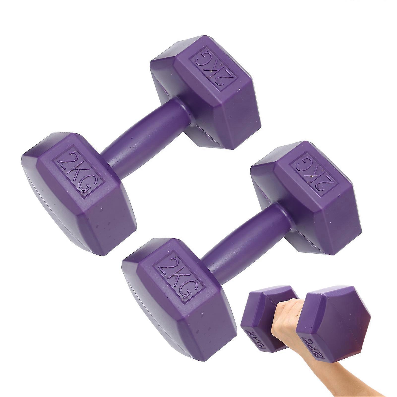 8.8lb Dumbbell Set - 2 Hex Cement PVC Hand Weights for Workout