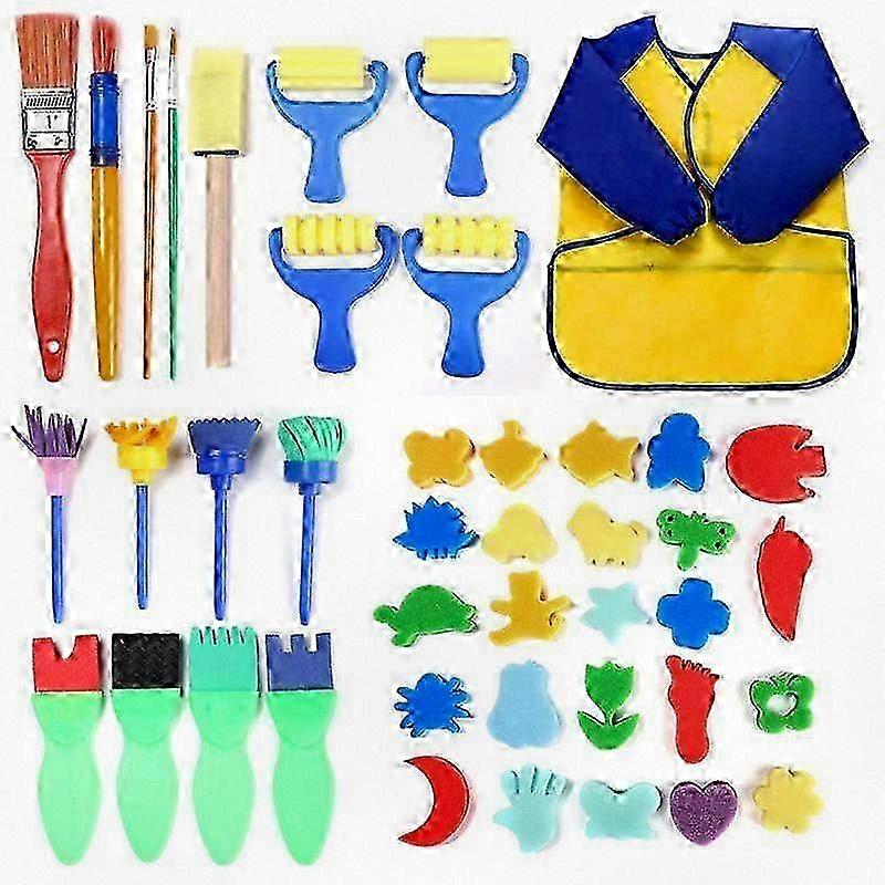 2025 42PCS Multicolor Sponge Seal Stamper Brush for DIY Art Projects, Random Patterns Suitable for Children's Creative Activities