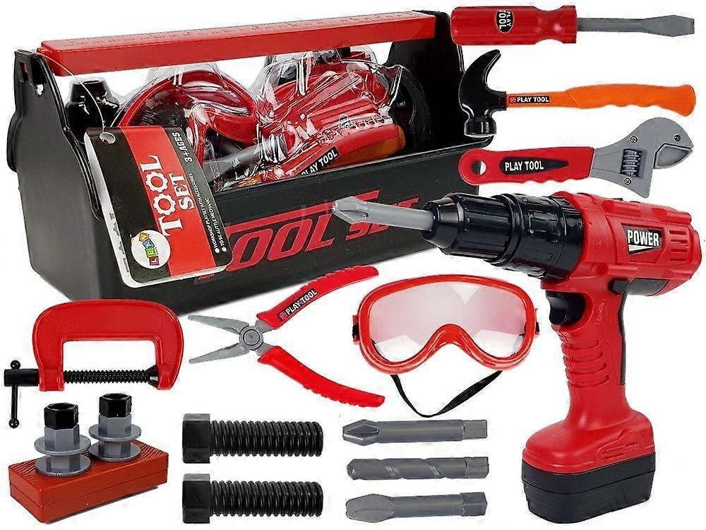 Children's drill set in toolbox - DIY set - red
