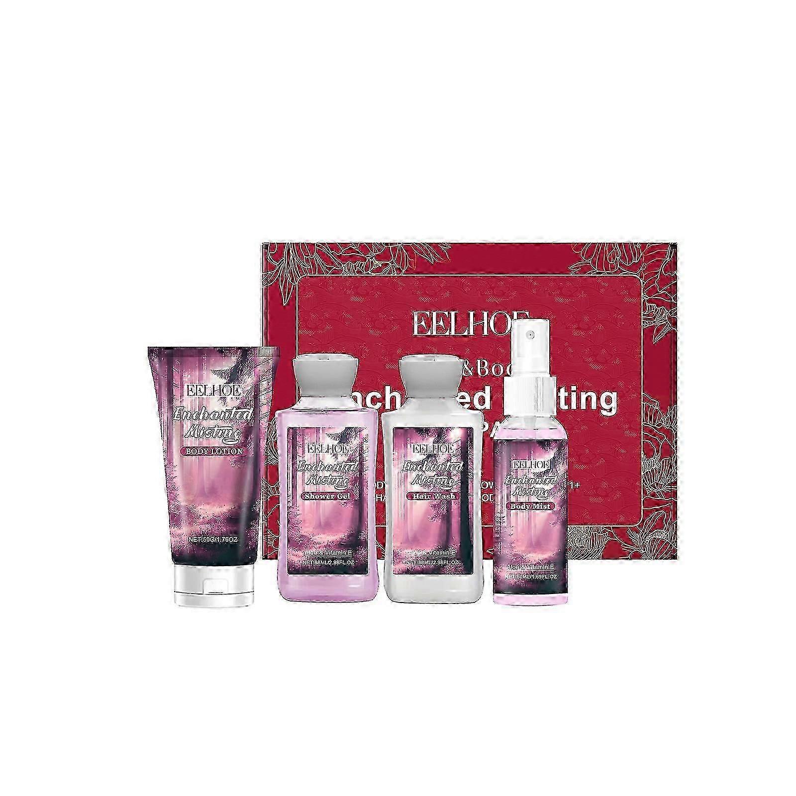 EELHOE 4-Piece Skincare Travel Set: Gently cleanses, hydrates, and nourishes the entire body for daily moisturization.