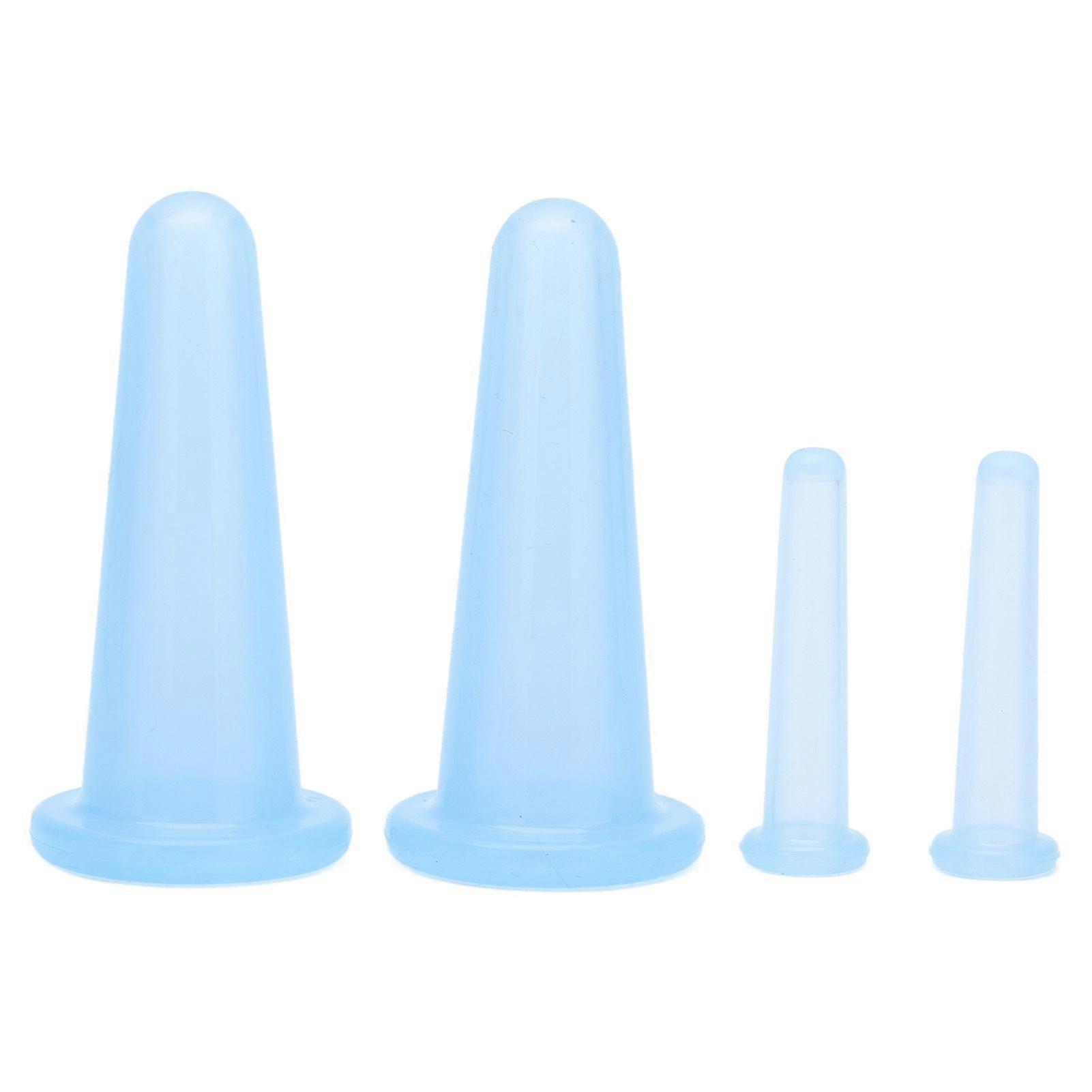4pcs Cupping Set Massage Therapy Cups Convenient Practical Compact Lightweight Soft Flexible Cleanable Face MassagerBlue