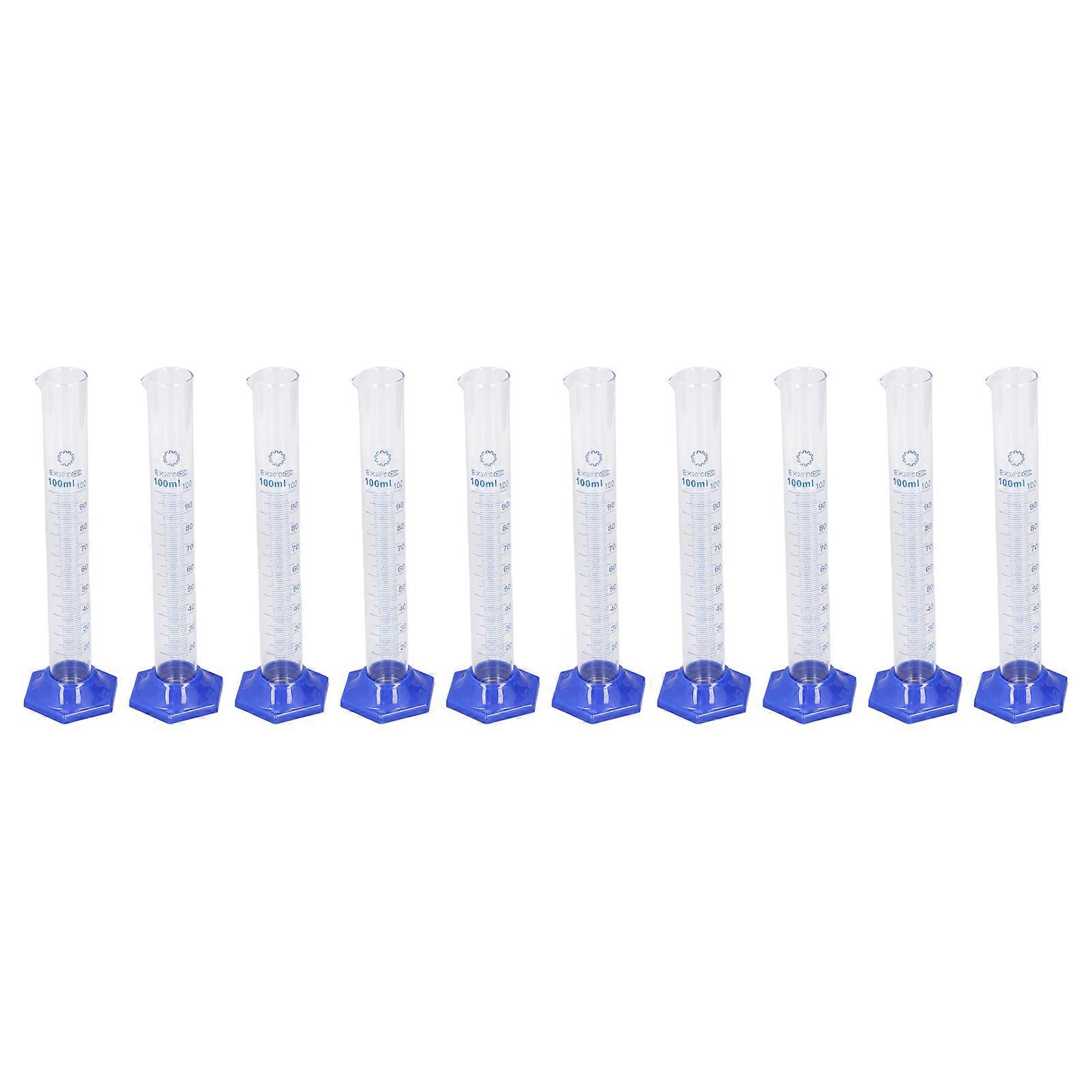 Kit de 10 éprouvettes graduées en verre de 100 ml, grande capacité, transparentes, pour expériences