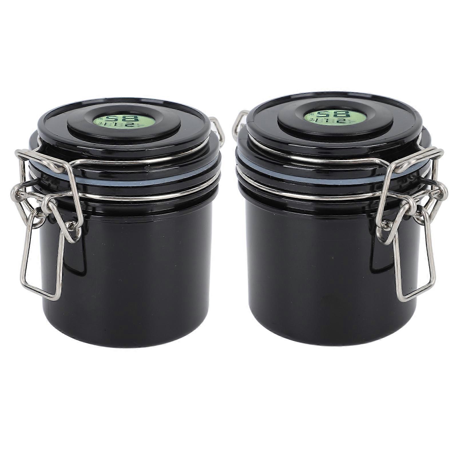 Eyelash Glue Storage Jar 250ml with Thermometer Hygrometer, Black